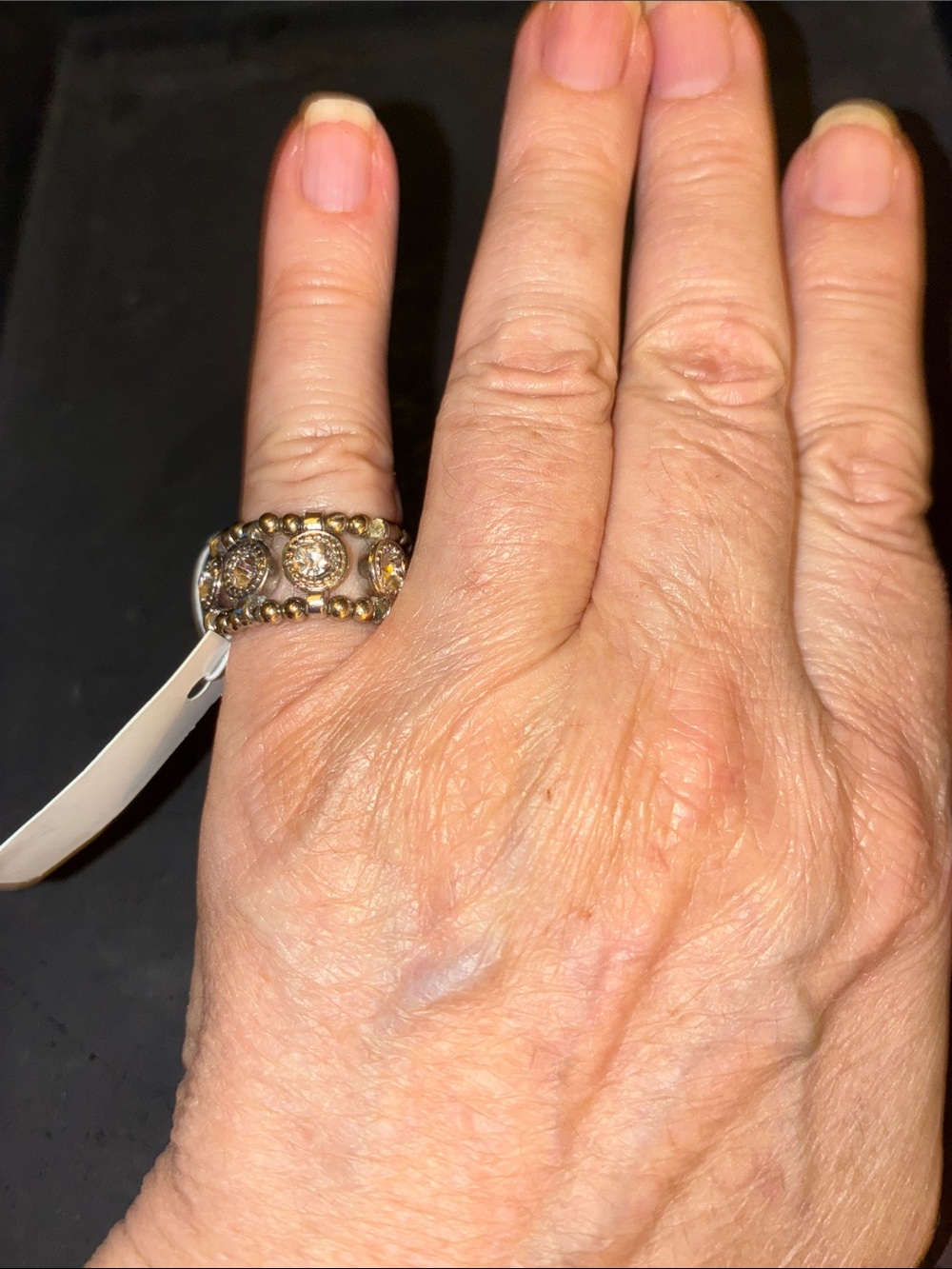 Gold-Tone Crystal Accent Statement Stretch Ring